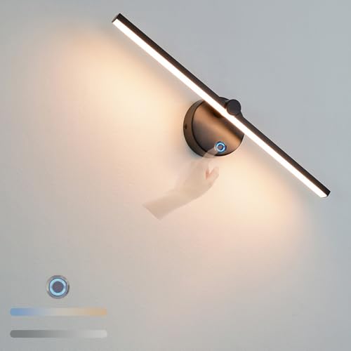 TZSMUM Moderne LED Wandlampe Innen Dimmbar mit Touch Control Schalter Wandleuchte 3 Farbmodi Wandbeleuchtung 300° Schwenkbar Bad Spiegelleuchte für Schlafzimmer Wohnzimmer Schminktisch (Schwarze) von TZSMUM