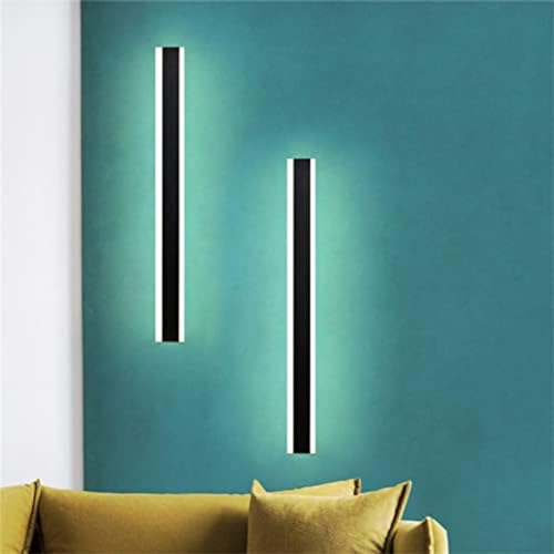 Wandlampe Lange LED Wandleuchte Innen Schwarz Dimmbar Modern Flurlampe mit Fernbedienung Treppenhauslampe Wandbeleuchtung für Wohnzimmer Kinderzimmer Schlafzimmer (Weißes Licht,80CM) von TZSMUM