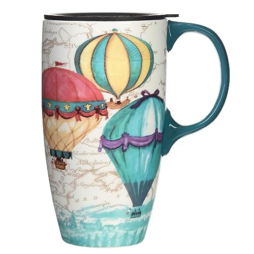 TZSSP Kaffee-keramischer Becher Porzellan Latte Teetasse mit Deckel 17oz Ballon von TZSSP