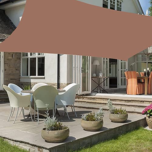 Sonnensegel für den Außenbereich, wasserdicht, für Garten, Terrasse, Party, Sonnenschutz, Markise, 90% UV-Schutz, quadratisch, cremefarben, mit kostenlosem Seil, braun, 6 x 6 m von TZUFA