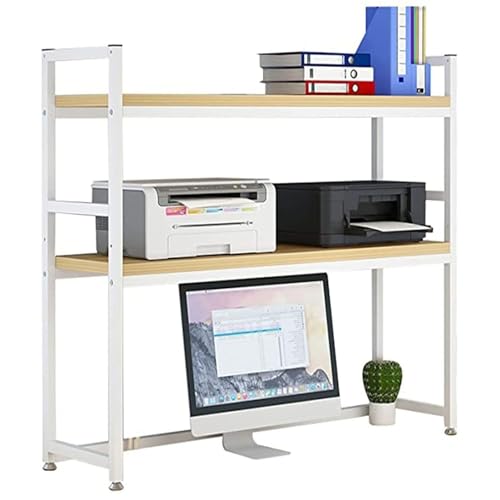 TZUFA 2-stöckiges Desktop-Bücherregal für Computertisch – verstellbares Schreibtisch-Bücherregal, Organizer-Rack, Mehrzweck-Bücherregal auf der Arbeitsplatte, Metall-Schreibtisch-Aufbewahrungsrega von TZUFA