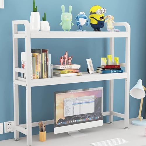 TZUFA 2-stufiges Desktop-Bücherregal/Bücherregal – Desktop-Bücherregal, Aufbewahrungstisch aus Metall und Holz, verstellbares Aufbewahrungsregal, Aufbewahrungsregale für die Inneneinrichtung (Farb von TZUFA