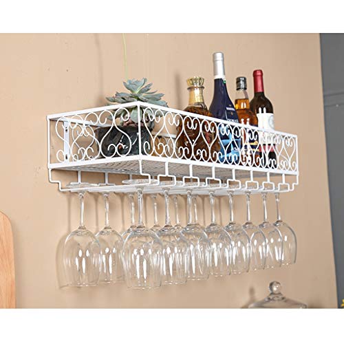 TZUFA An der Wand montierte Weinregale, rustikale Wand-Weinflaschen-Glashalter, Weinschrank, Küchenbar, schwimmende Regale, Wandregal, Aufbewahrungs-Organizer (Farbe: Weiß, Größe: 60 x 25 cm (24 x von TZUFA