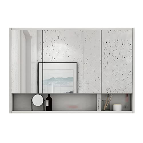 TZUFA Badezimmer-Wandschrank, Schminktisch mit Spiegel, Wandregal mit Schminkspiegel, Aufbewahrungsschrank (weiß 88 x 70 cm) von TZUFA