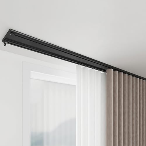 TZUFA Vorhangschiene 2-läufig Gardinenschiene (1,0 m–6,0 m) Deckenschiene Schwerlast Gardinenstange Raumteiler, für Wohnzimmer, Schlafzimmer (Color : Black, Size : 3.6m(3 * 1.2m)) von TZUFA