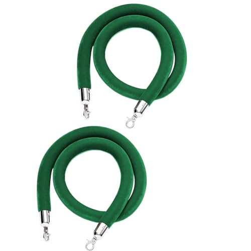 Warteschlangenmanagementseil, Gedrehtes Trennseil, 2 Seile mit silbernen Haken, Crowd Control-Seil Verschlüssen, Warteschlangenbarriere for Festivals(Grün,1.5M) von TZUGSM