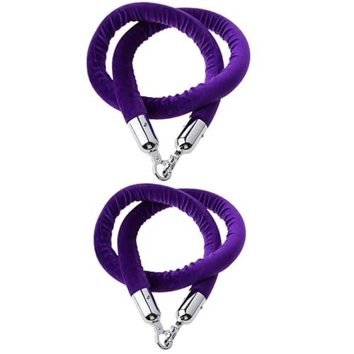 Warteschlangenmanagementseil, Gedrehtes Trennseil, 2 Seile mit silbernen Haken, Crowd Control-Seil Verschlüssen, Warteschlangenbarriere for Festivals(Purple,1.5M) von TZUGSM
