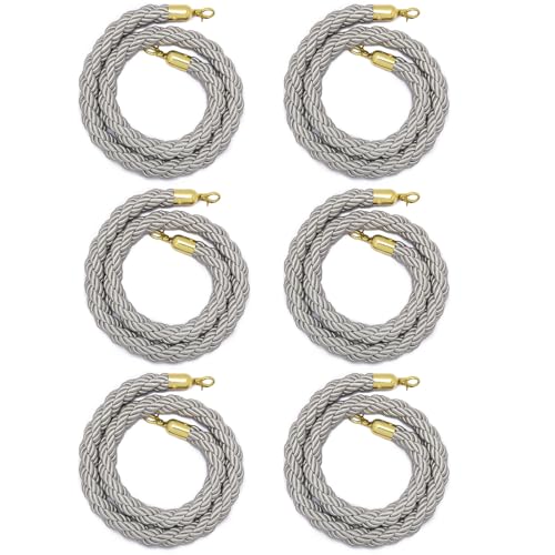 Warteschlangenmanagementseil, Packung Gold Warteschlangen-Absperrseil, 1/1,5/2/2,5/3 m Seil/Geflochtenes Hanfseil, Hängeseil for Kinos und Hochzeiten(Grijs,3M) von TZUGSM