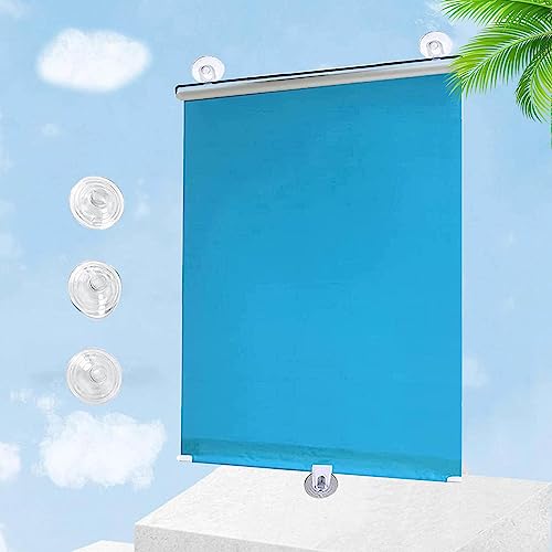 Fenster Verdunklungs Rollos,Saugnapf Fensterrollo,Keine Bohrungen Tragbarer Vorhang,Einziehbarer Sonnenschutz-Rollos,TemporäRe Jalousien,Blue-58×125cm(22.8 * 49.2in) von TZYYAO