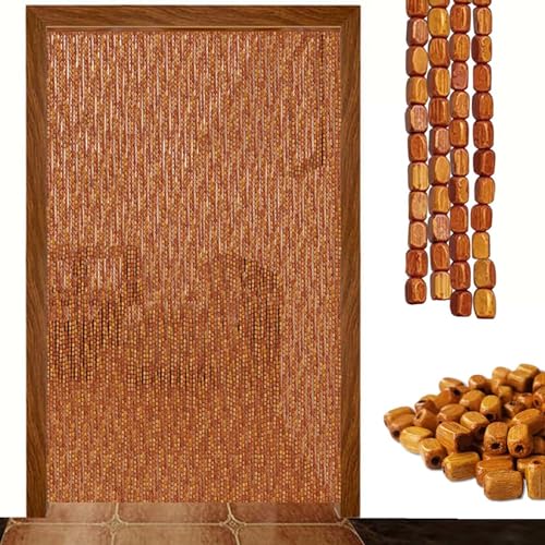 TZYYAO Bambus Massiv Holzperlenvorhang,Fliegen Partition Perlenvorhang,Haus Schlafzimmer Küche Hängende Perlenvorhänge Für Raumteiler/Retrodekoration/Sichtschutz,WxH-140strands-140x230cm von TZYYAO