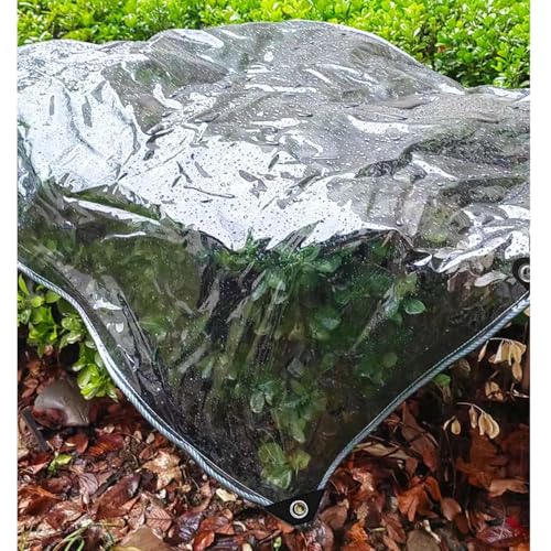 Transparente Abdeckplane Mit ösen,Schwerlast-Vinyl-Plane,2x2m,3x4m Durchsichtige wasserdichte Zeltplane Abdeckung,Outdoor Winddicht Regenfest Kunststoff Plane,Schwarz,LxH-1.2x1.9m/3.9x6.2ft von TZYYAO