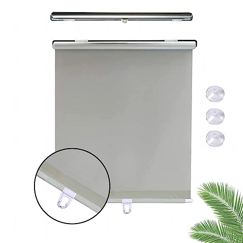 Verstellbare Verdunkelungsvorhänge,Mit Saugnapf,Keine Bohrungen Rollladen,TemporäRe Tragbarer Vorhang,einziehbarer Verdunklungs Rollos,Sonnenschutzvorhang for Fenster,Grey-75×125cm(29.5*49.2in) von TZYYAO