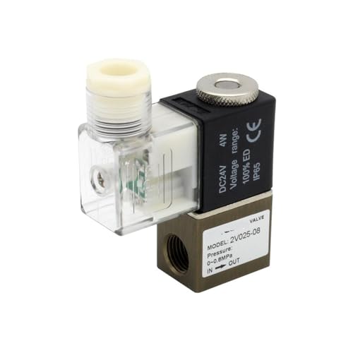 2V025-08 Normalerweise geschlossenes pneumatisches Steuerventil 12 V 24 V 220 V 1/4 Zoll BSP 2-Wege-2-Positionen-Luftmagnetventil 1 Stück(Without Fittings) von TZZVFRCR