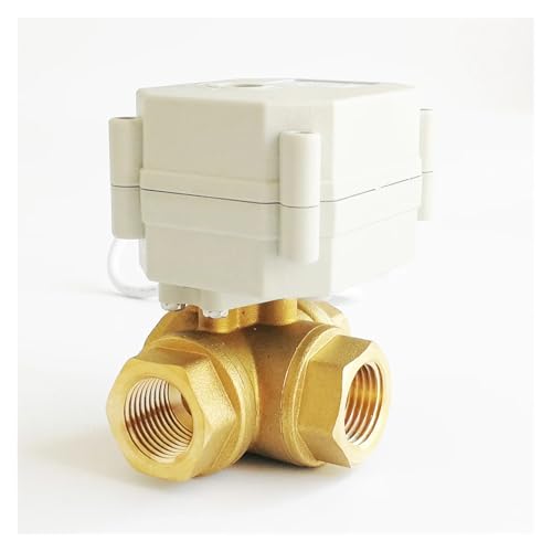 TF25-BH3-A Messing 1'' DN25 3-Wege-T/L-Typ Horizontal-Motor-Kugelhahn DC12V DC24V 2/3/5/7 Drähte Elektroventil(T Bore Flow E,24VDC-CR201) von TZZVFRCR