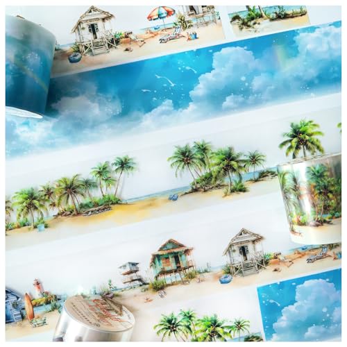 3 Rolls PET Washi Tape Scrapbook Zubehör,Sea Scrapbook Stickers Aesthetic Set für Bullet Journal,Accessories,Diary,Photo Book,junk journaling,Zubehör,Sticker（Tagebuch das Meer 1） von Ta Merry