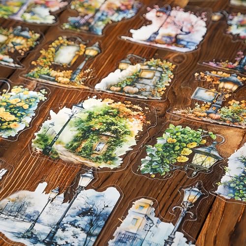 Scrapbook Stickers Set,90 Stück PET Scrapbooking Zubehör,Straßenecke Lampe Aufkleber for Bullet Journal Zubehör,Junk Journal,DIY Crafts（Street Lamp） von Ta Merry