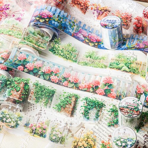 Scrapbooking Stickers Set,6 Rolls PET Zaunpflanzen-themed Series Washi Tape Stickers for Scrapbook,Junk Journaling,Bullet Journal,DIY Crafts（Fence Plants） von Ta Merry