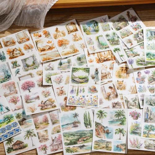 Ta Merry Rub On Stickers 30 Blätter Rub Ons Scrapbook Accessories Decorative Bullet Journal Accessories for DIY Scrapbook, Diary,Bullet Journals DIY Arts and Crafts（Monet's Garden） von Ta Merry