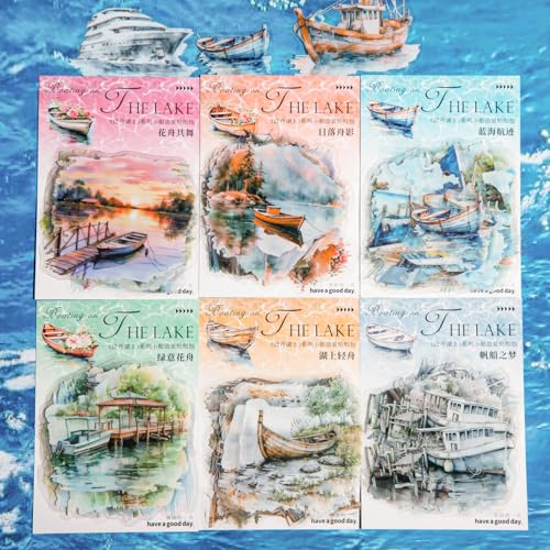 Scrapbooking Zubehör Stickers Set,120pcs Landschafts Scrapbook Zubehör Sticker für Bullet Journal,Fotoalbum, Album Craft Calendar(Boating on the lake) von Ta Merry