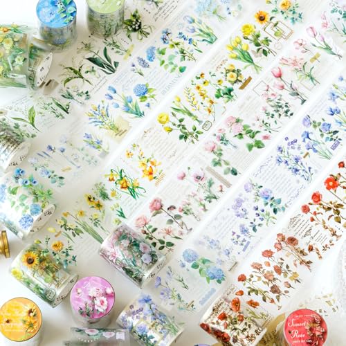 Ta Merry Scrapbook Zubehör Set 6 Rollen Washi Tape PET Scrapbooking Blumen Stickers Bullet Journal für DIY Scrapbook Kalender Notizbuch Fotobuch Tagebuch Journaling Ta Merry Scrapbook Zubehör Set 6 Rollen Washi Tape PET Scrapbooking Blumen Stickers Bullet Journal für DIY Scrapbook Kalender Notizbuch Fotobuch Tagebuch Journaling von Ta Merry