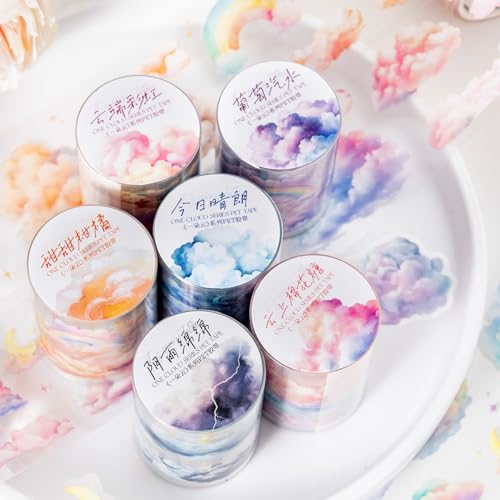 Ta Merry Scrapbooking Stickers, Washi Tape PET Stickers 6 Rolls Pre-Cut Aesthetic Stickers Dekoration für Scrapbooking, Album Stickers, Journal Stickers DIY von Ta Merry