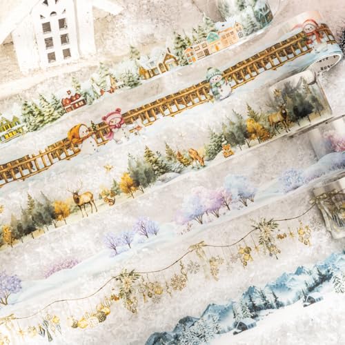 Ta Merry Washi Tape PET Scrapbooking Stickers 6 Rollen,Landschaftliche Scrapbooking Zubehör Aufkleber ästhetische Dekorative Stickers Set DIY Handmade Dekoration für Scrapbooking von Ta Merry
