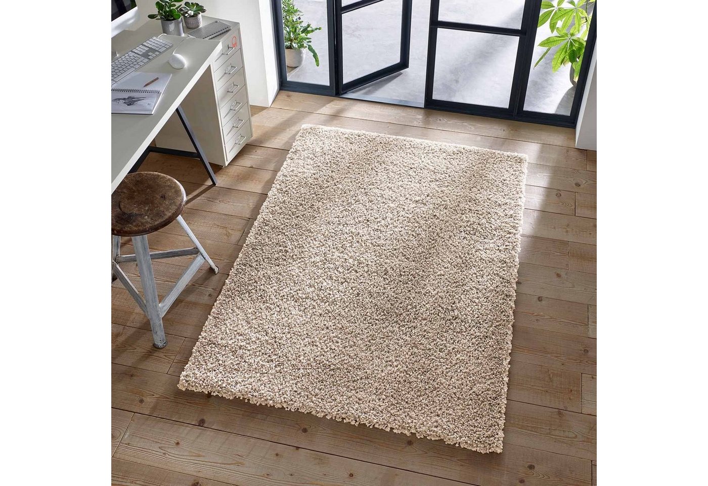 Langflor-Teppich Shaggy Teppich Langflor, TaCa Home, rechteckig, Höhe: 35 mm, Wohnzimmer Esszimmer Schlafzimmer Kinderzimmer, Beige - 60 x 90 cm von TaCa Home