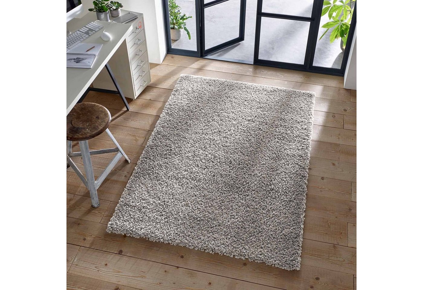 Langflor-Teppich Shaggy Teppich Langflor, TaCa Home, rechteckig, Höhe: 35 mm, Wohnzimmer Esszimmer Schlafzimmer Kinderzimmer, Grau - 60 x 90 cm von TaCa Home