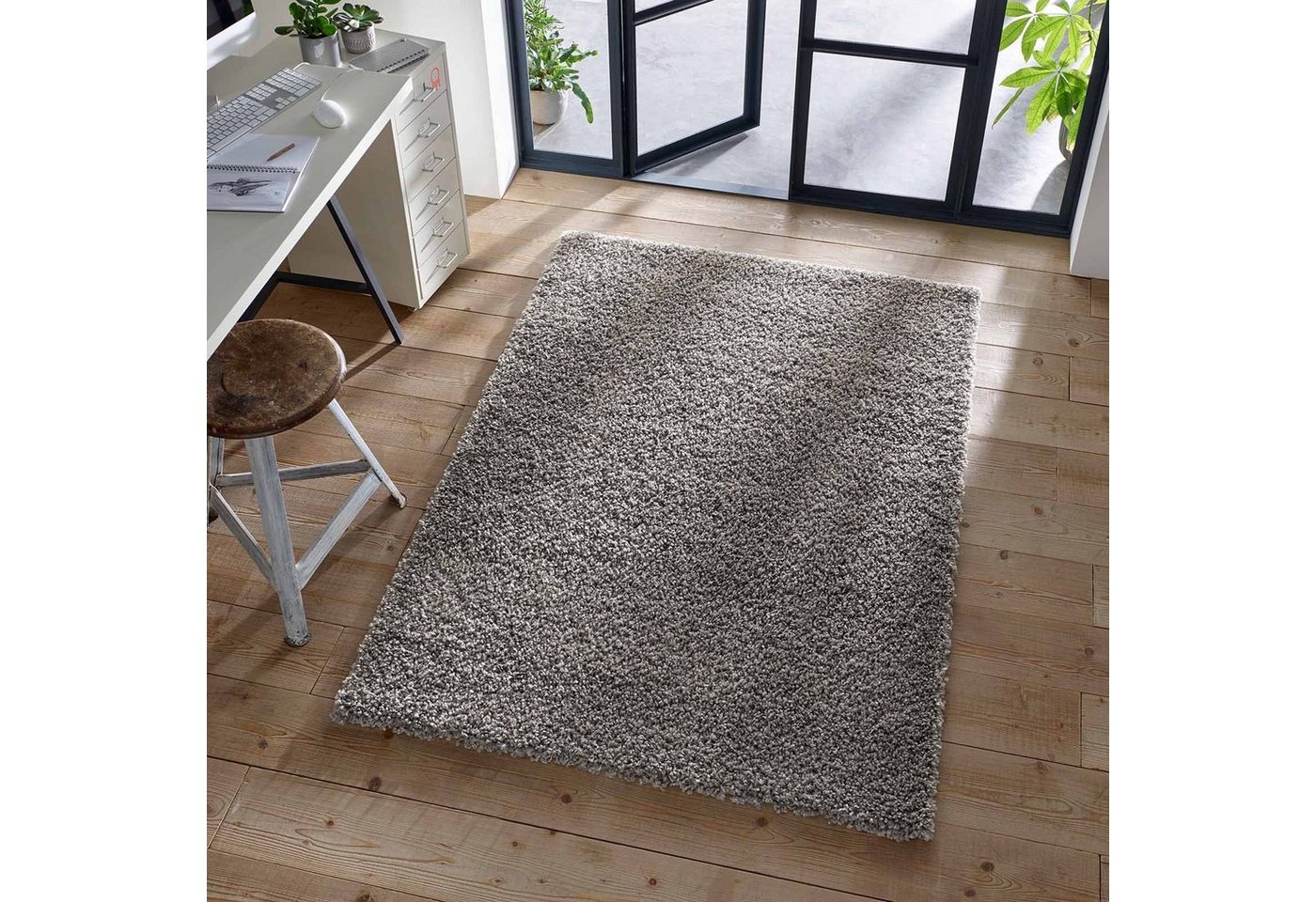 Langflor-Teppich Shaggy Teppich Langflor, TaCa Home, rechteckig, Höhe: 35 mm, Wohnzimmer Schlafzimmer Kinderzimmer, Anthrazit - 60 x 90 cm von TaCa Home