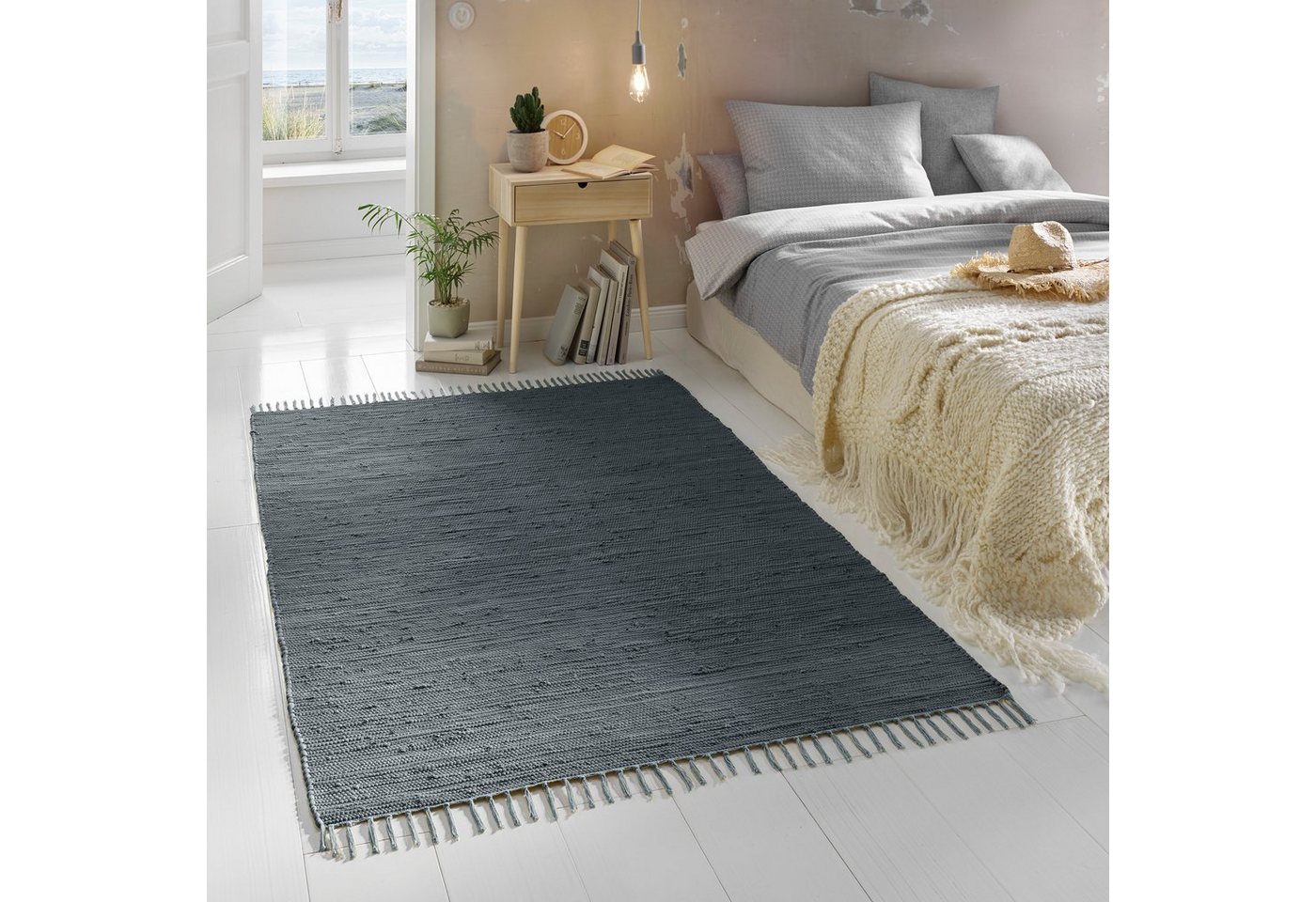 TaCa Home Teppich Handweb Flicken-Teppich Fleckerl, rechteckig, Höhe: 5 mm, Anthrazit - 60 x 120 cm TaCa Home Teppich Handweb Flicken-Teppich Fleckerl, rechteckig, Höhe: 5 mm, Anthrazit - 60 x 120 cm von TaCa Home