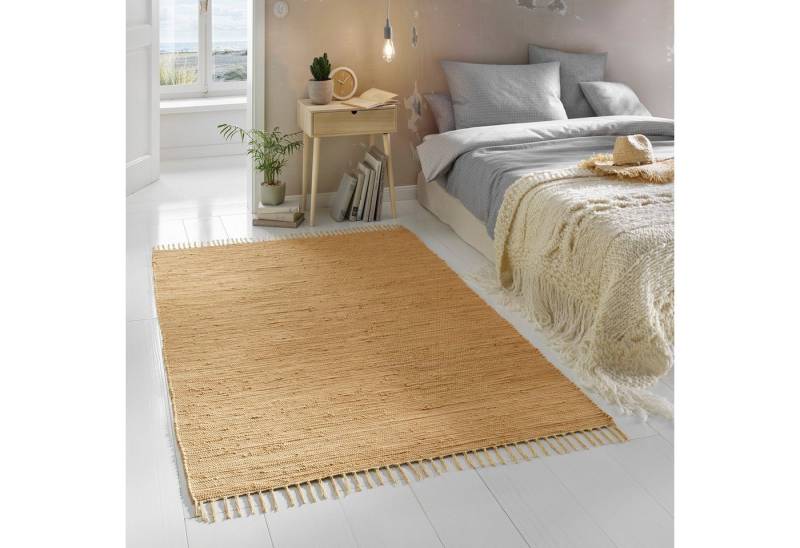 TaCa Home Teppich Handweb Flicken-Teppich Fleckerl, rechteckig, Höhe: 5 mm, Beige - 70 x 140 cm TaCa Home Teppich Handweb Flicken-Teppich Fleckerl, rechteckig, Höhe: 5 mm, Beige - 70 x 140 cm von TaCa Home