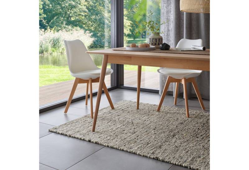 TaCa Home Wollteppich Handweb Woll-Teppich, rechteckig, Höhe: 10 mm, Grau Meliert - 90 x 160 cm von TaCa Home