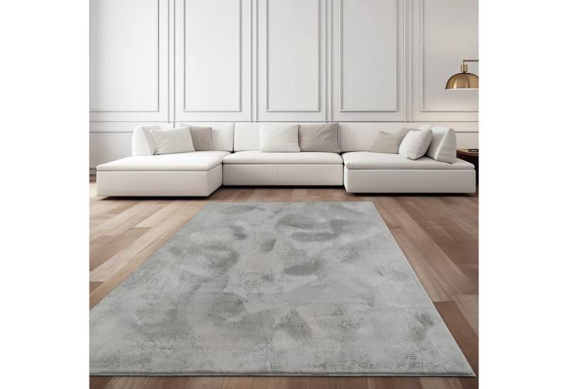 TaCa Home Teppich Flauschiges Hasenfell Imitat, rechteckig, Höhe: 14 mm, Wohnzimmer Schlafzimmer Esszimmer Kinderzimmer, Grau - 60 x 90 cm von TaCa Home