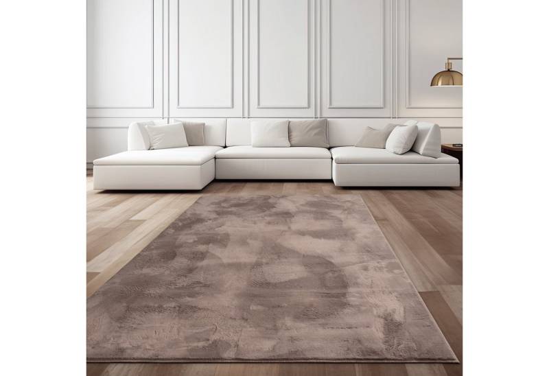 TaCa Home Teppich Flauschiges Hasenfell Imitat, rechteckig, Höhe: 14 mm, Wohnzimmer Schlafzimmer Esszimmer Kinderzimmer, Taupe - 60 x 90 cm von TaCa Home