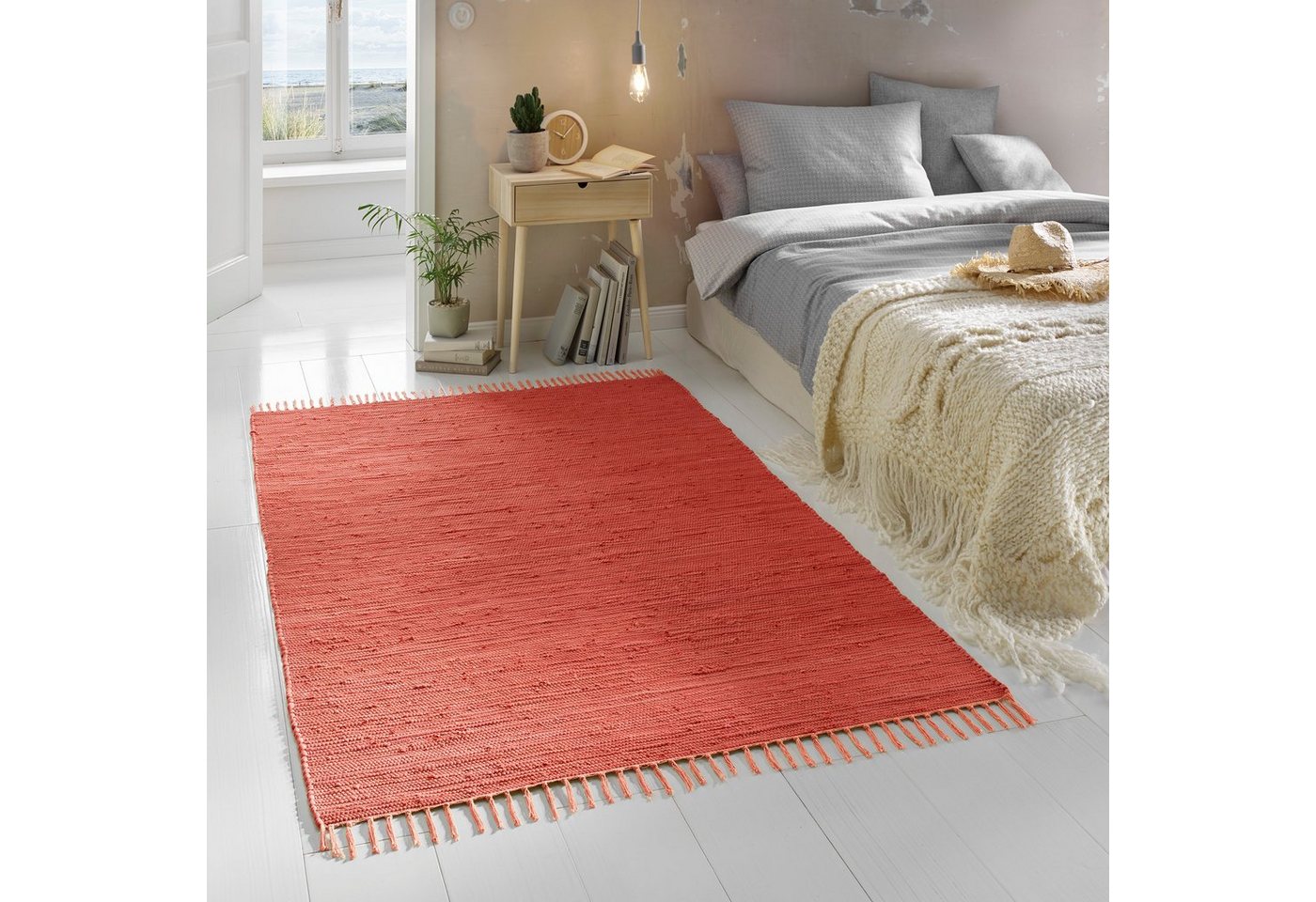 Teppich Flicken-Teppich 100% Baumwolle, TaCa Home, rechteckig, Höhe: 5 mm, Wohnzimmer Esszimmer Küche Flur Läufer 060x090cm von TaCa Home