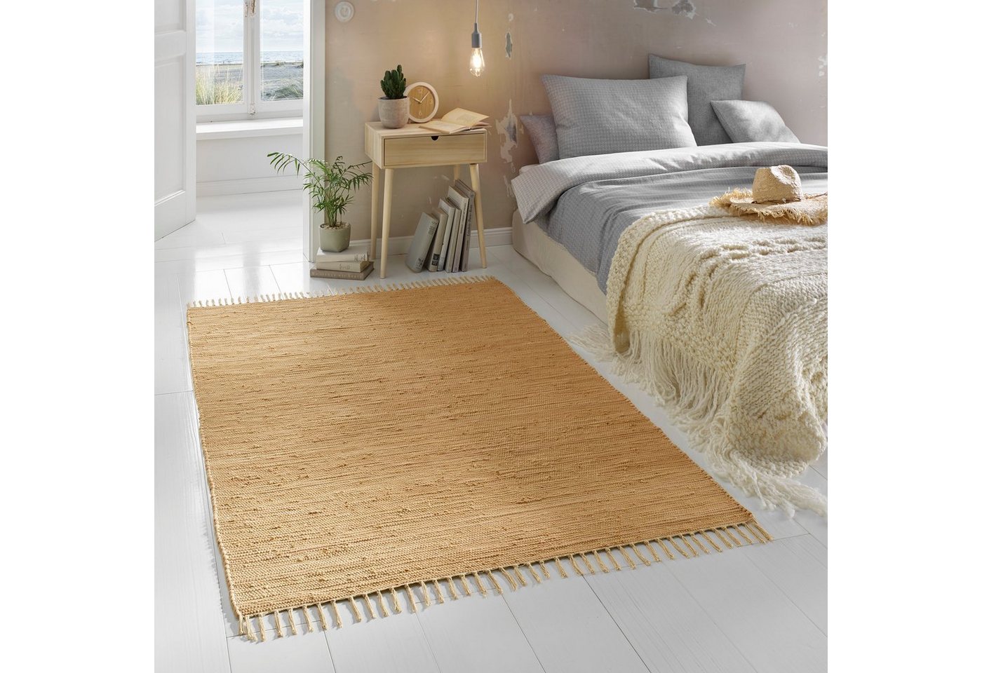 Teppich Flicken-Teppich 100% Baumwolle, TaCa Home, rechteckig, Höhe: 5 mm, Wohnzimmer Esszimmer Küche Flur Läufer 060x090cm von TaCa Home