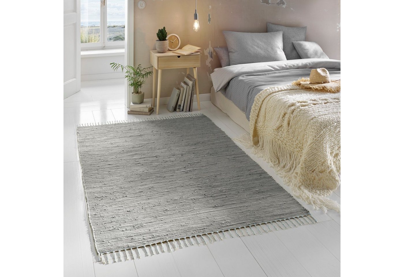 Teppich Flicken-Teppich 100% Baumwolle, TaCa Home, rechteckig, Höhe: 5 mm, Wohnzimmer Esszimmer Küche Flur Läufer 060x120cm von TaCa Home