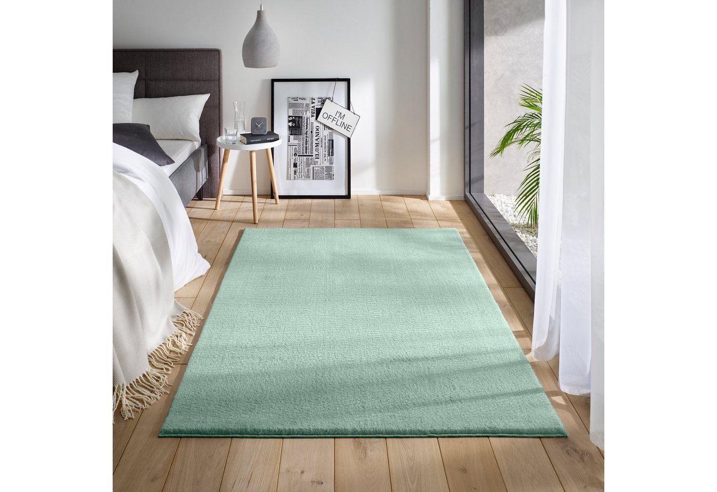 Teppich Waschbarer Kurzflor-Teppich, TaCa Home, rechteckig, Höhe: 19 mm, Wohnzimmer Schlafzimmer Küche Bad Flur, Mint - 50 x 80 cm von TaCa Home