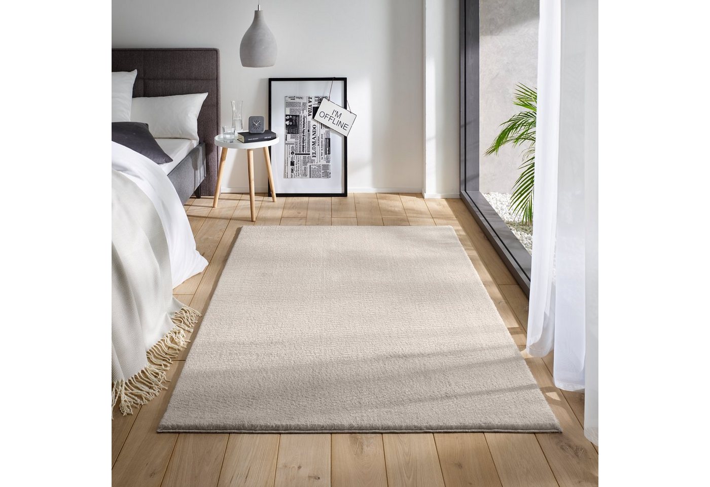 Teppich Waschbarer Kurzflor-Teppich, TaCa Home, rechteckig, Höhe: 19 mm, Wohnzimmer Schlafzimmer Küche Bad Flur, Sand - 50 x 80 cm von TaCa Home