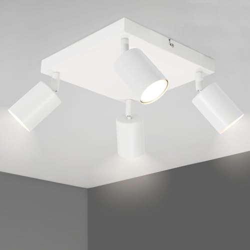 TaFiCo LED Deckenstrahler 4 Flammig Weiß - GU10 Strahler Deckenleuchte - Schwenkbar Deckenlampe Spot Eckig - Ohne Leuchtmittel von TaFiCo