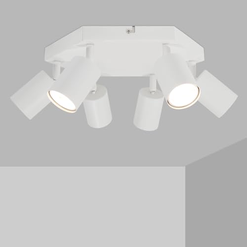 TaFiCo LED Deckenstrahler Weiß - Deckenlampe GU10 6 Flammig Schwenkbar Deckenleuchte - Ohne Leuchtmittel von TaFiCo