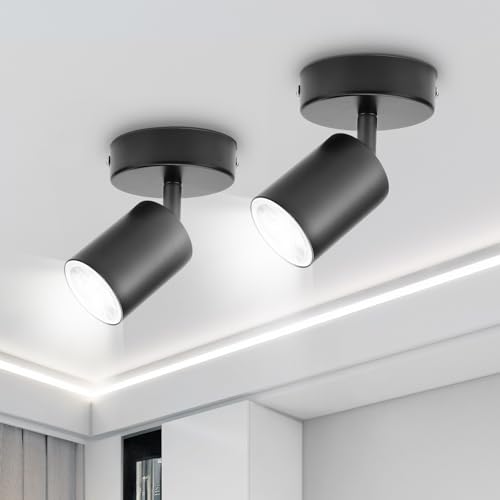 TaFiCo GU10 Deckenstrahler LED 2 * 1 Flammig - Deckenleuchte Strahler Schwarz Schwenkbar - Wandspot Innen für Küche Wohnzimmer Schlafzimmer Flur (Leuchtmittel Nicht Inklusive) von TaFiCo