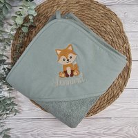 Baby Badetuch Kapuzenbadetuch 100x100 cm Fuchs Personalisiert von TaLasTraumland