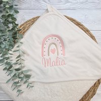 Baby Kinder Badetuch Regenbogen, Kapuzenbadetuch 100x100, Personalisiert von TaLasTraumland
