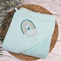 Baby Kinder Badetuch Regenbogen, Kapuzenbadetuch 100x100, Personalisiert von TaLasTraumland
