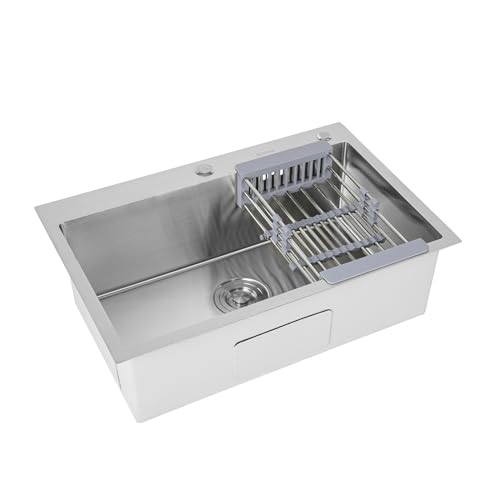 Edelstahlspüle Einbauspüle Spülbecken Edelstahl Eckig 68 x 45 cm Spüle Edelstahl Küche Waschbecken Küche Edelstahl Edelstahlspüle Rechteckig Kitchen Sink Silber von TaNeHaKi