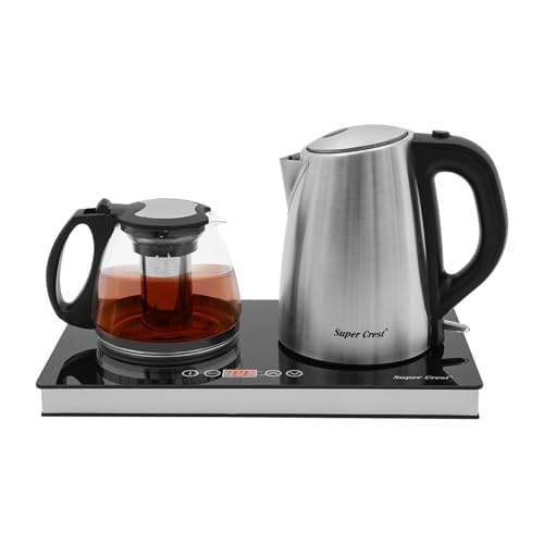 TaNeHaKi Elektrischer Wasserkocher 1L+1.8L Wasserkocher Edelstahl Kleiner Heißwasserkocher Glas Wasserkocher Elektrische Kaffeekocher Teekocher Elektrisch Klein mit LCD-Anzeige 1800W von TaNeHaKi