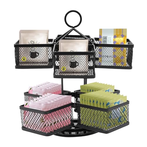 TaNeHaKi Teebeutelhalter Drehbar 2 Etagen Drehbare Teebox Teebeutel Organisator Teeregal Teegestell Teebeutel Aufbewahrungsbox Teebeutelboxen Teebeutel Aufbewahrung Regal von TaNeHaKi