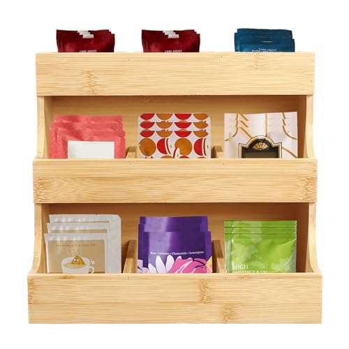 TaNeHaKi Teebeutelhalter aus Bambus 3 Etagen Vertikaler Teebeutel Organizer Teebeutel Aufbewahrungsbox Bambus Teebeutel Organizer Teebeutelbox aus Bambus von TaNeHaKi