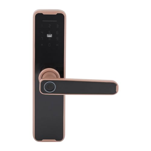 TaNeHaKi TüRschloss Fingerabdruck, Intelligenter TüRgriff, Biometrisches TüRschloss，Schloss HaustüR Mit Fingerprint, Password, Swipe Card, Key, Temporary Program (Rose Gold) von TaNeHaKi